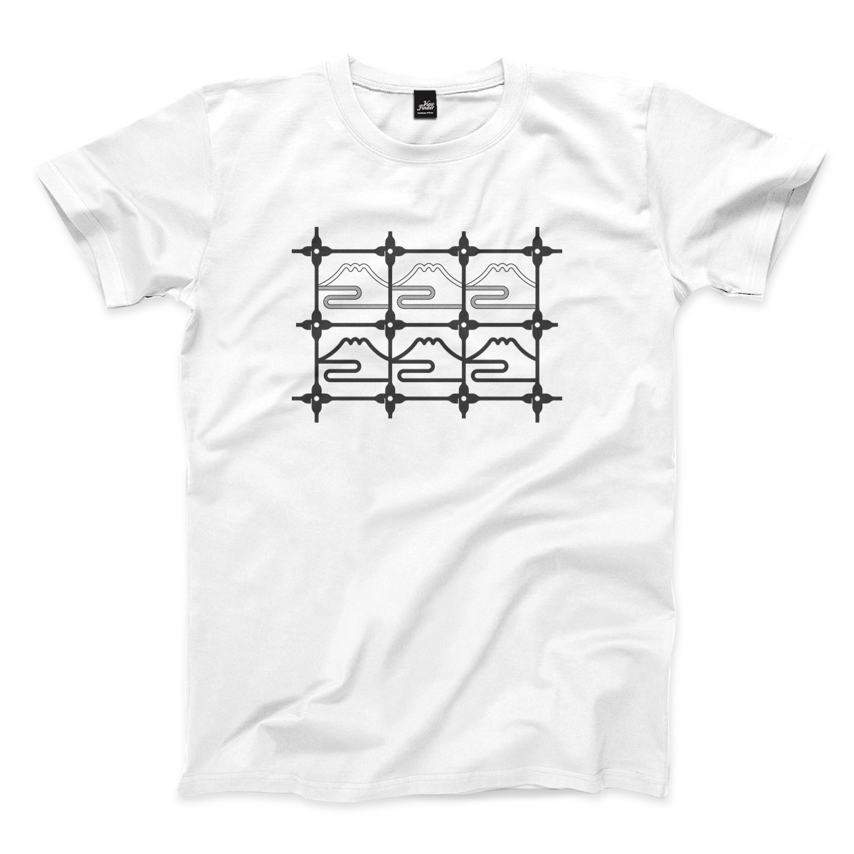 台湾の窓枠　富士山Tシャツ - 白色(レトロ台湾　Tシャツ）