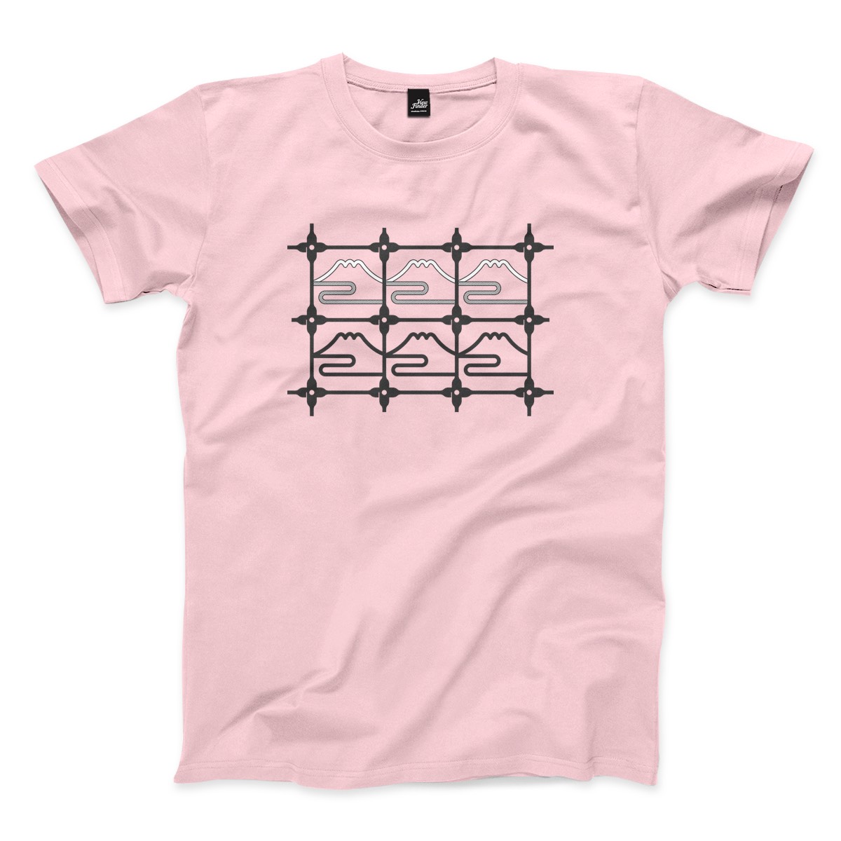 台湾の窓枠　富士山Tシャツ - ピンク色(レトロ台湾　Tシャツ）